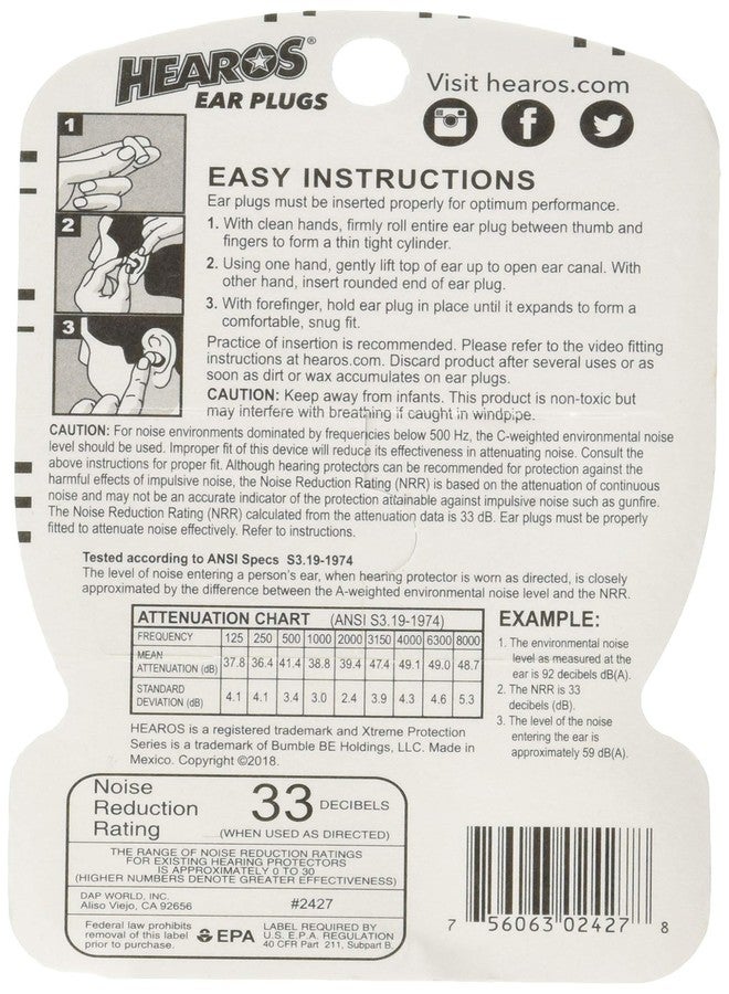 HEAROS Xtreme Protection Series Foam Ear Plugs, 14 Pair (Pack of 3) - Image 2